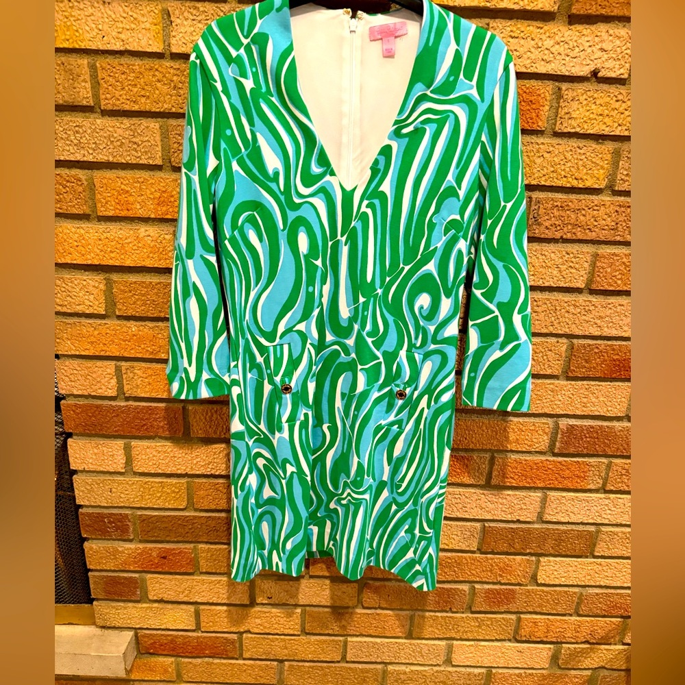 Lilly Pulitzer green & turquoise dress. Size small. Excellent condition, no tag